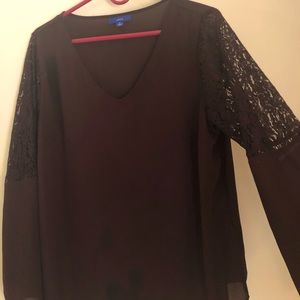 Apt 9 purple silky blouse w/ bell sleeves